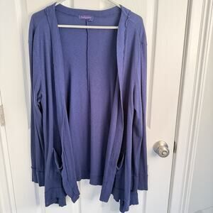 FRESH PRODUCE Cardigan Open Front Blue Cotton Blend Casual Everyday One size